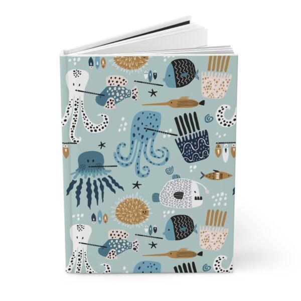 Hardcover Journal Matte Musical Sea Animals Flute Choir | Music Lesson Teacher Notebook