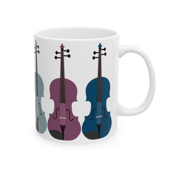 Colorful Violin Ceramic Mug, Music Lover Gift, Violinist, Music Teacher Coffee Cup, Fun Musical Gift, Orchestra Gift 11oz or 15oz