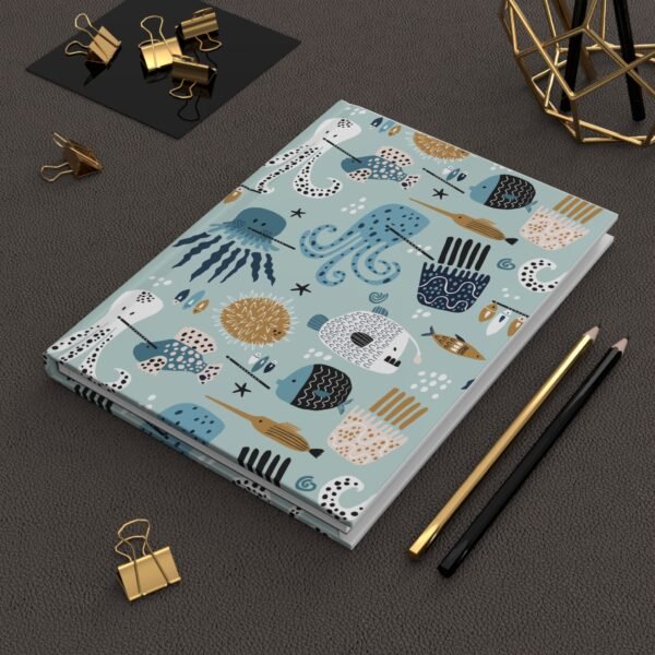 Hardcover Journal Matte Musical Sea Animals Flute Choir | Music Lesson Teacher Notebook