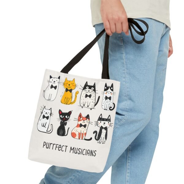 Purrfect Musicians Tote Bag - Cat Lover's Bag, Musician Tote, Funny Music Teacher Bag