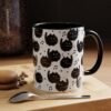 Fuzzy Black Cat Flute Choir Mug, Musical Gift for Music Teacher, Orchestra, Band Musician, 11oz, Color Inside