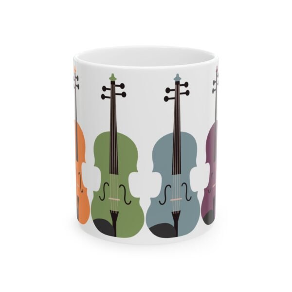 Colorful Violin Ceramic Mug, Music Lover Gift, Violinist, Music Teacher Coffee Cup, Fun Musical Gift, Orchestra Gift 11oz or 15oz