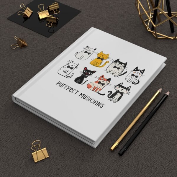 Cat-Themed Hardcover Journal | Puurfect Musicians Cat Lover Gift | Music Lesson Notebook