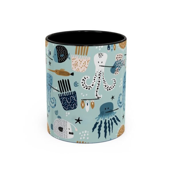 Musical Sea Animals Flute Choir Ceramic Mug 11oz, Color Inside, Music/Teacher Gift, Ocean Theme Drinkware