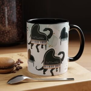 Piano-saurus Musical Mug, Color Inside, Ideal Gift for Music Lovers, Birthdays, Pianist Gift, Music Teacher, 11oz