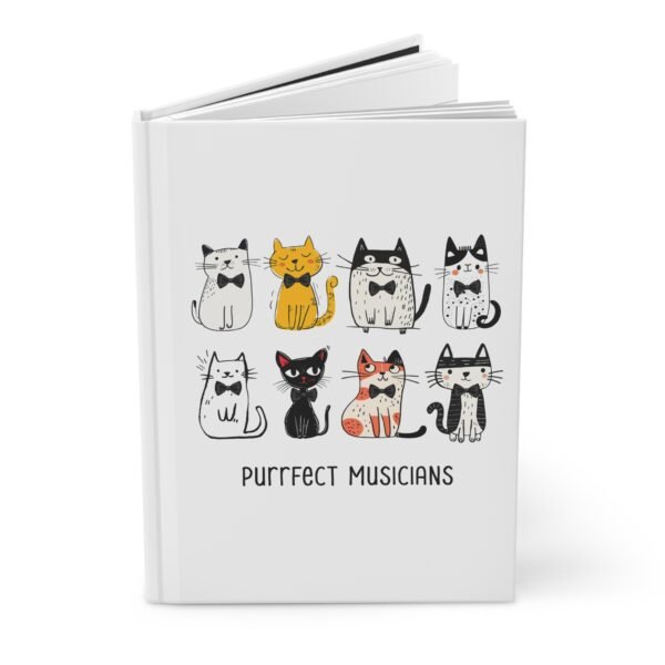 Cat-Themed Hardcover Journal | Puurfect Musicians Cat Lover Gift | Music Lesson Notebook