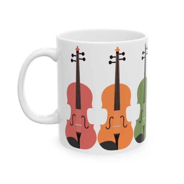 Colorful Violin Ceramic Mug, Music Lover Gift, Violinist, Music Teacher Coffee Cup, Fun Musical Gift, Orchestra Gift 11oz or 15oz