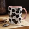 Fuzzy Black Cat Flute Choir Mug, Musical Gift for Music Teacher, Orchestra, Band Musician, 11oz, Color Inside