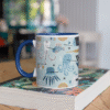 Musical Sea Animals Flute Choir Ceramic Mug 11oz, Color Inside, Music/Teacher Gift, Ocean Theme Drinkware