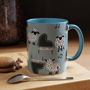 Musical Concert Sheep Coffee Mug - Accent Mug for Music Lovers, Pianist, Music Teacher Gift