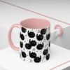 Fuzzy Black Cat Flute Choir Mug, Musical Gift for Music Teacher, Orchestra, Band Musician, 11oz, Color Inside