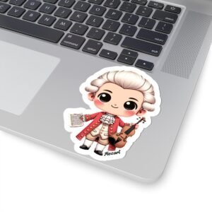 Kawaii Mozart Kiss-Cut Stickers, Music Lover Gifts, Tumbler Sticker, Cute Amadeus Stickers, Musician Gift Stickers