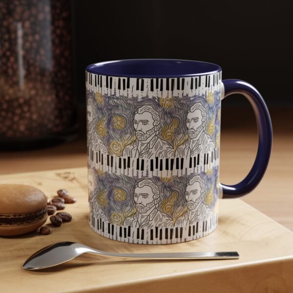 Van Gogh Starry Night Piano Keys Accent Coffee Mug, Teacher Appreciation Gift, Ceramic Mug with Color Inside