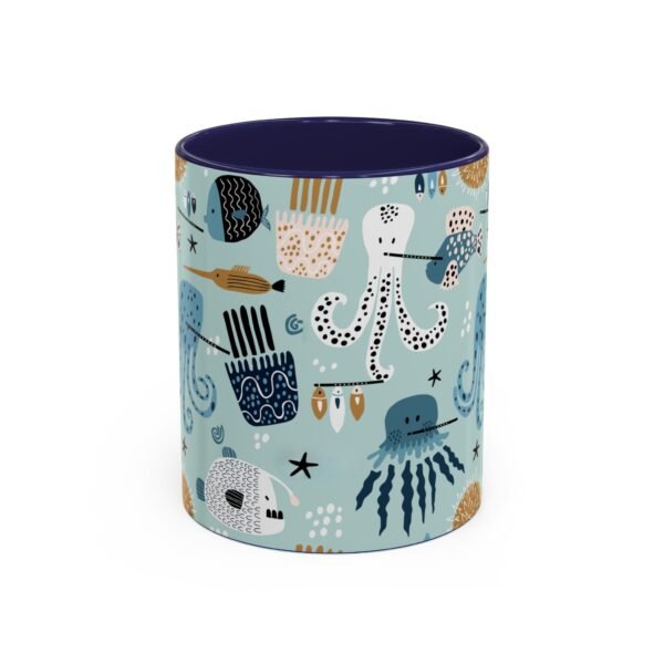 Musical Sea Animals Flute Choir Ceramic Mug 11oz, Color Inside, Music/Teacher Gift, Ocean Theme Drinkware