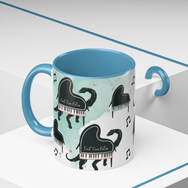 Piano-saurus Musical Mug, Color Inside, Ideal Gift for Music Lovers, Birthdays, Pianist Gift, Music Teacher, 11oz