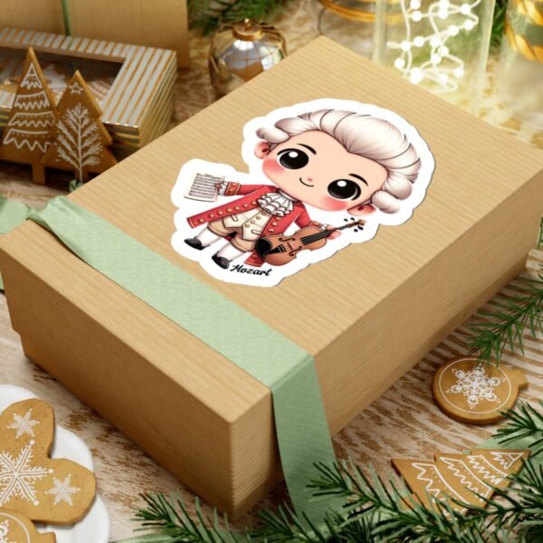 Kawaii Mozart Kiss-Cut Stickers, Music Lover Gifts, Tumbler Sticker, Cute Amadeus Stickers, Musician Gift Stickers