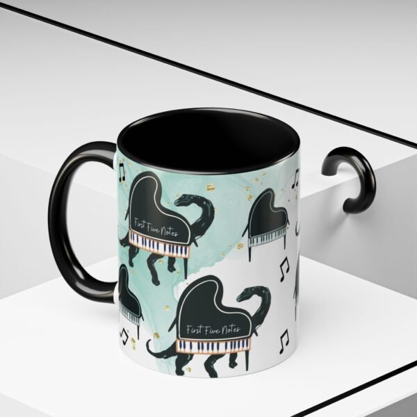 Piano-saurus Musical Mug, Color Inside, Ideal Gift for Music Lovers, Birthdays, Pianist Gift, Music Teacher, 11oz
