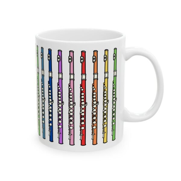Colorful Flute Ceramic Mug, Music Lover Gift, Flute Player, Music Teacher Coffee Cup, Fun Musical Gift, Orchestra Band Gift 11oz or 15oz