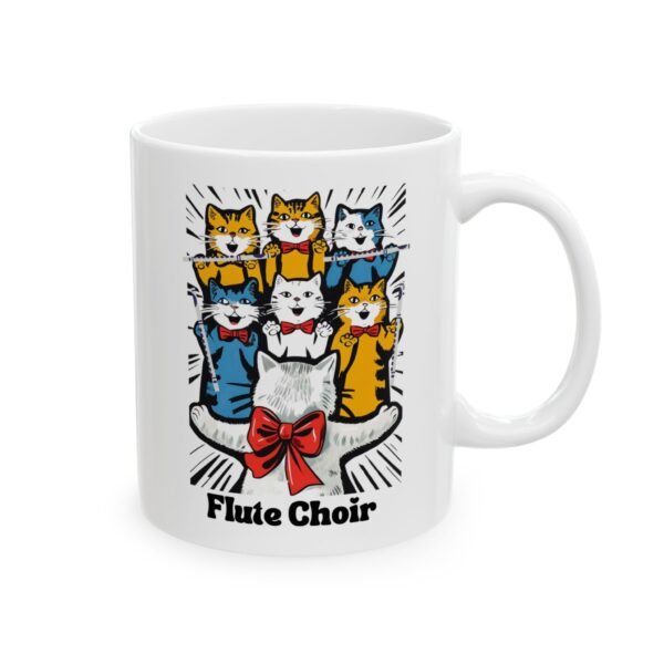 Flute Choir Ceramic Mug, Cute Coffee Cup for Musicians, Fun Cat Lover Gift, Cat-Themed Kitchenware, 11oz, 15oz