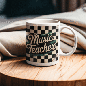 Retro Music Teacher Ceramic Mug - Perfect Gift for Educators, Retro Style, 11oz or 15oz, Cute Teacher Appreciation, Coffee Lover's Gift