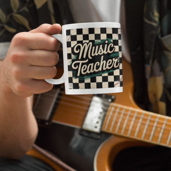Retro Music Teacher Ceramic Mug - Perfect Gift for Educators, Retro Style, 11oz or 15oz, Cute Teacher Appreciation, Coffee Lover's Gift