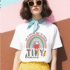 It's A Good Day to Teach Tiny Humans Unisex Teacher Tee, Gift for Educators, Teacher Appreciation, Classroom Shirt, Cute Rainbow Design
