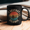 Musician Trumpet Black Mug - I Destroy Silence Coffee Cup for Musicians, Gifts for Music Lovers, Band Mugs, Jazz Enthusiast, Music Teacher