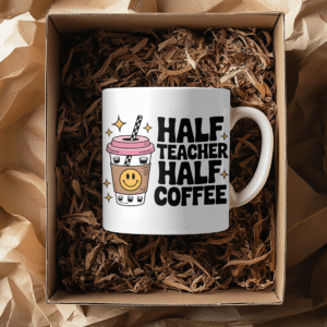 Half Teacher Half Coffee Ceramic Mug, Funny Teacher Mug, Back to School Gift, Graduation Gift, Teacher Appreciation, 11oz or 15oz Mug