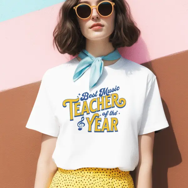 Unisex Best Music Teacher of the Year Shirt, Gift for Music Educators, Back to School Gift, Musician Shirt, Band Teacher Tee