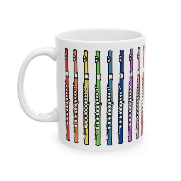 Colorful Flute Ceramic Mug, Music Lover Gift, Flute Player, Music Teacher Coffee Cup, Fun Musical Gift, Orchestra Band Gift 11oz or 15oz