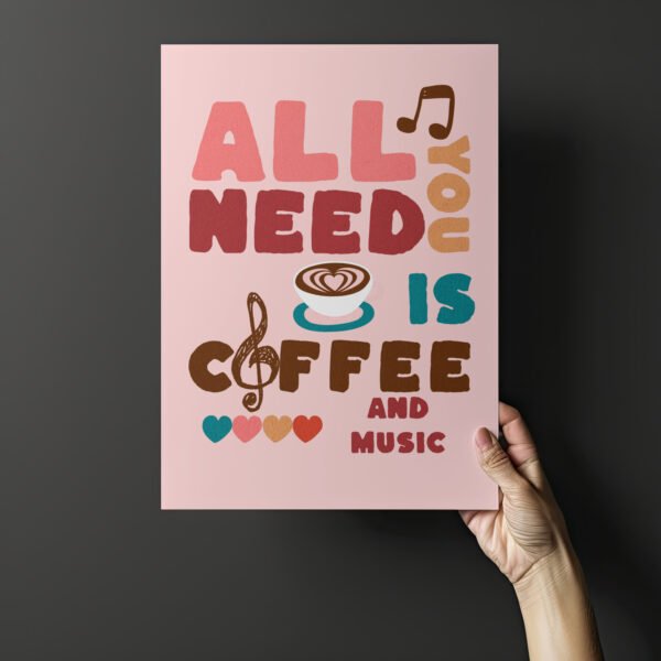 All You Need is Coffee and Music Poster – Music Teacher Classroom Decor