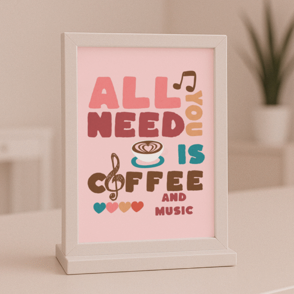 All You Need is Coffee and Music Poster – Music Teacher Classroom Decor