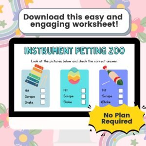 Musical Instrument Petting Zoo Worksheet – No Prep Sub Plan