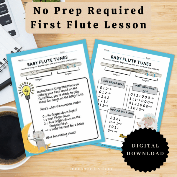 No Prep First Day of Flute Lesson | Baby Flute Tunes – First Songs for Beginner