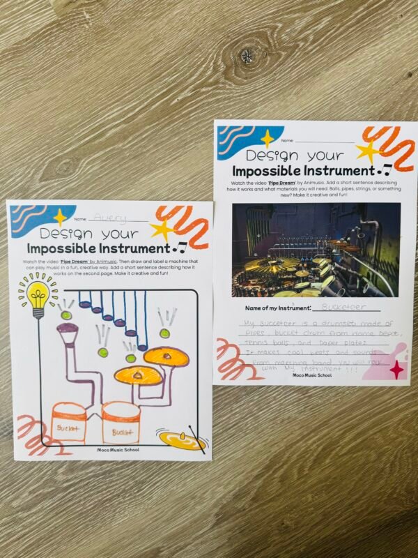 Design Your Impossible Instrument - No Prep Music Sub Plan Worksheet