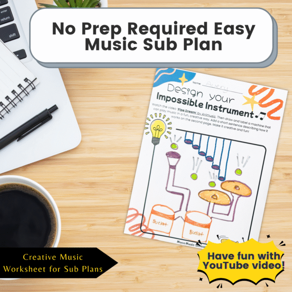 Design Your Impossible Instrument - No Prep Music Sub Plan Worksheet