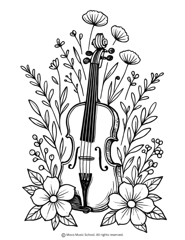 No Prep First Day of Violin Class- Quiz Worksheet, Answer Key, & Coloring Page